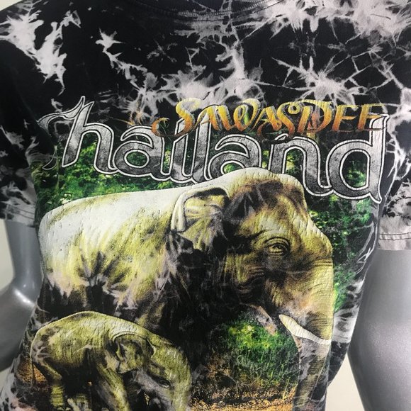 Thailand Women's Medium Elephant Print Tie Dye Crew Neck T Shirt "Land of Nature - Picture 4 of 13